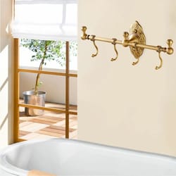 vintage wall mounted brass towel shelf & hook rack classic bathroom organizer