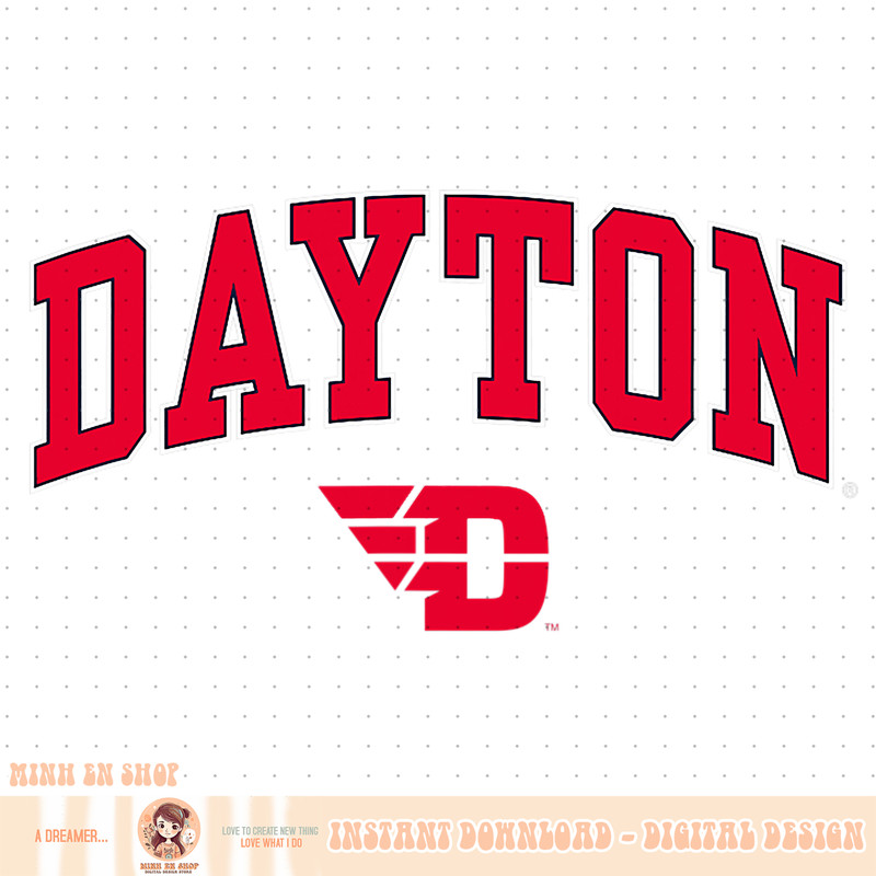 Dayton Flyers Arch Over Logo Officially Licensed Black PNG Download.jpg