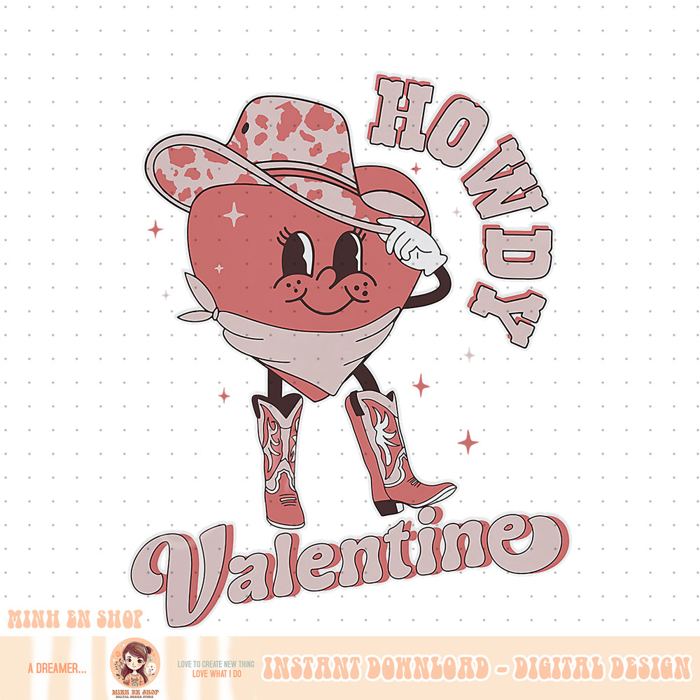 Howdy Valentine Western Retro Heart Cowboy Hat Cowgirl PNG Download.jpg
