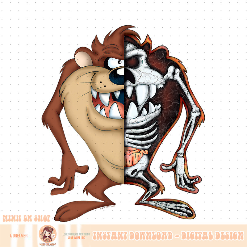 Looney Tunes Taz Half Skeleton PNG Download.jpg