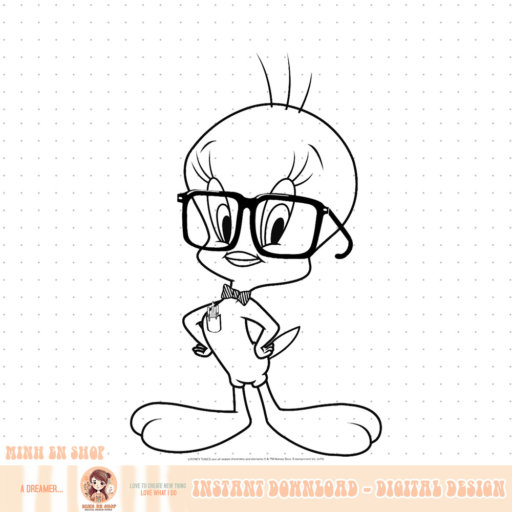 Looney Tunes Tweety Bird Nerdy Portrait PNG Download.jpg