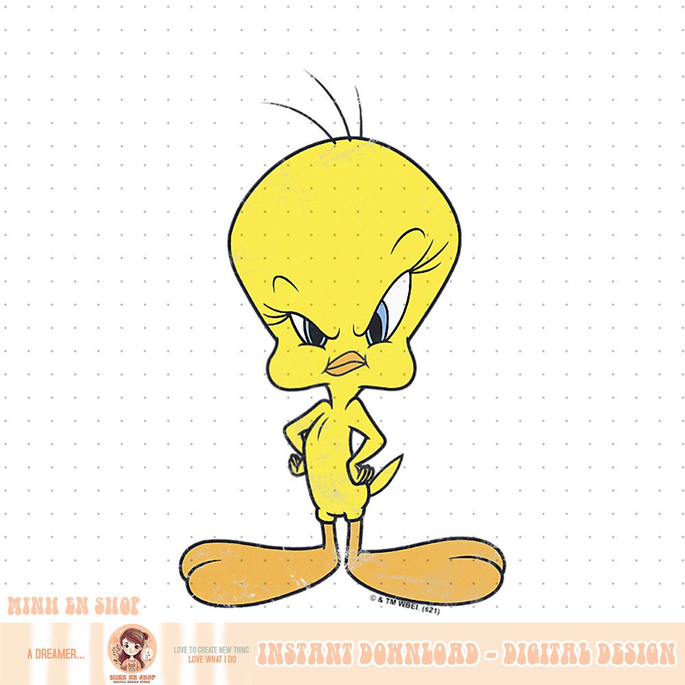 Looney Tunes Tweety Bird Raised Eyebrow Distressed PNG Download.jpg
