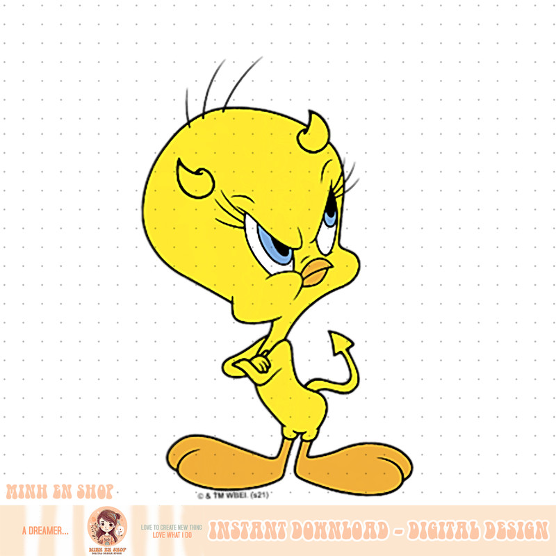 Looney Tunes Tweety Devil Horns Mad Poster PNG Download.jpg