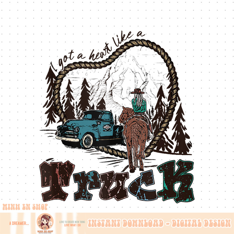 Retro Cowgirl Riding Got A Heart Like Truck Western Country Tank Top copy.jpg