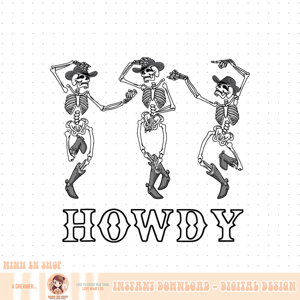 Retro Howdy Skeleton Cowgirl Dancing Cowboy Boots Horse PNG Download.jpg