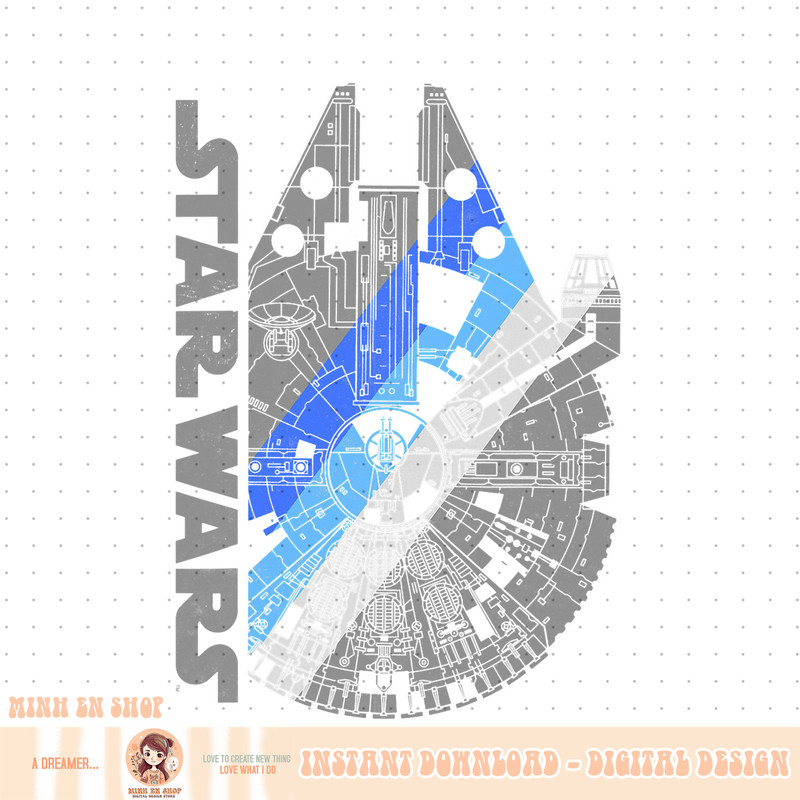 Star Wars Millennium Falcon Blue Shadow Graphic PNG Download PNG Download.jpg
