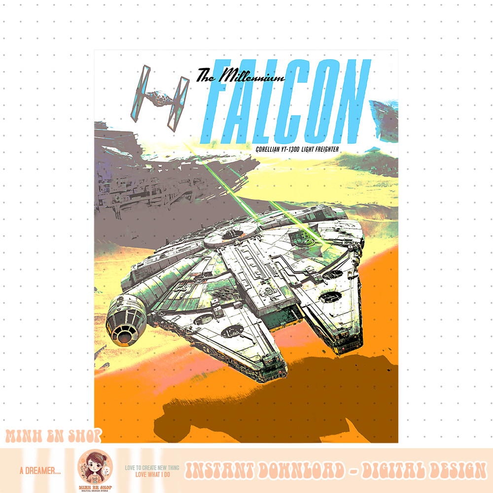 Star Wars Millennium Falcon Summer Battle Vintage PNG Download.jpg