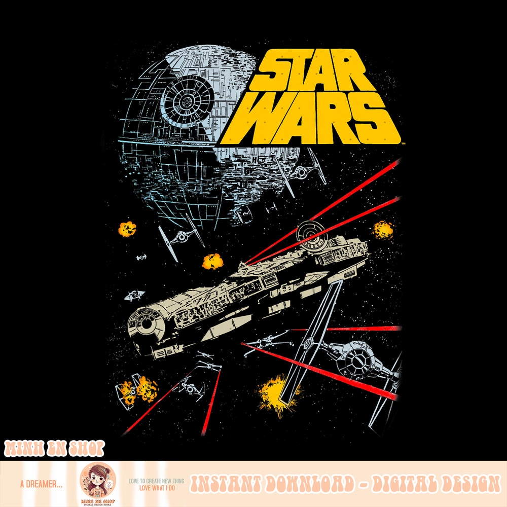 Star Wars Millennium Falcon TIE Fighters Battle PNG Download.jpg