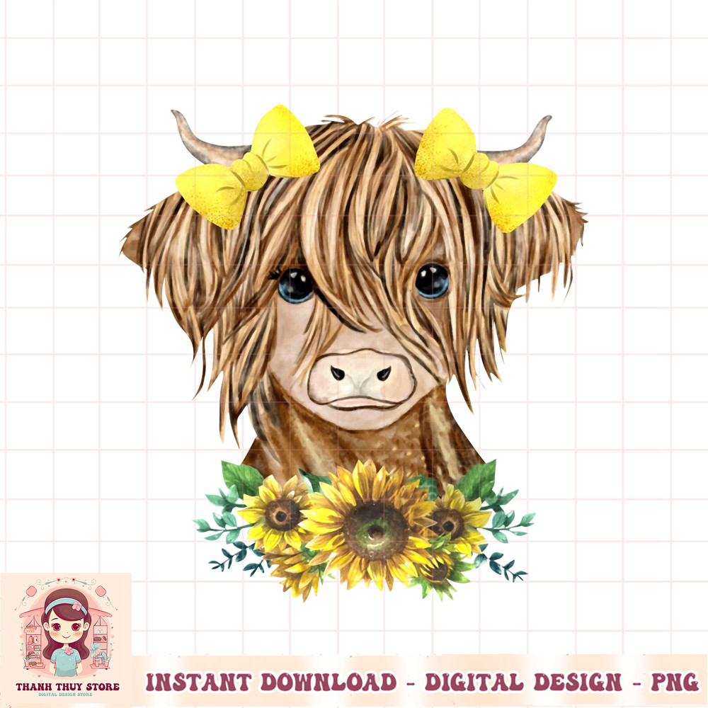 Baby Highland Cow Sunflower Western Country Heifer Cattles Pullover Hoodie copy.jpg