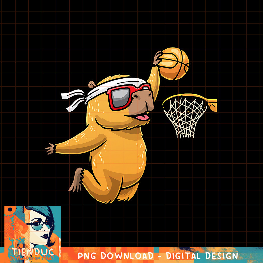 Capybara Playing Basketball Sports Rodent Kids, png, sublimation copy.jpg