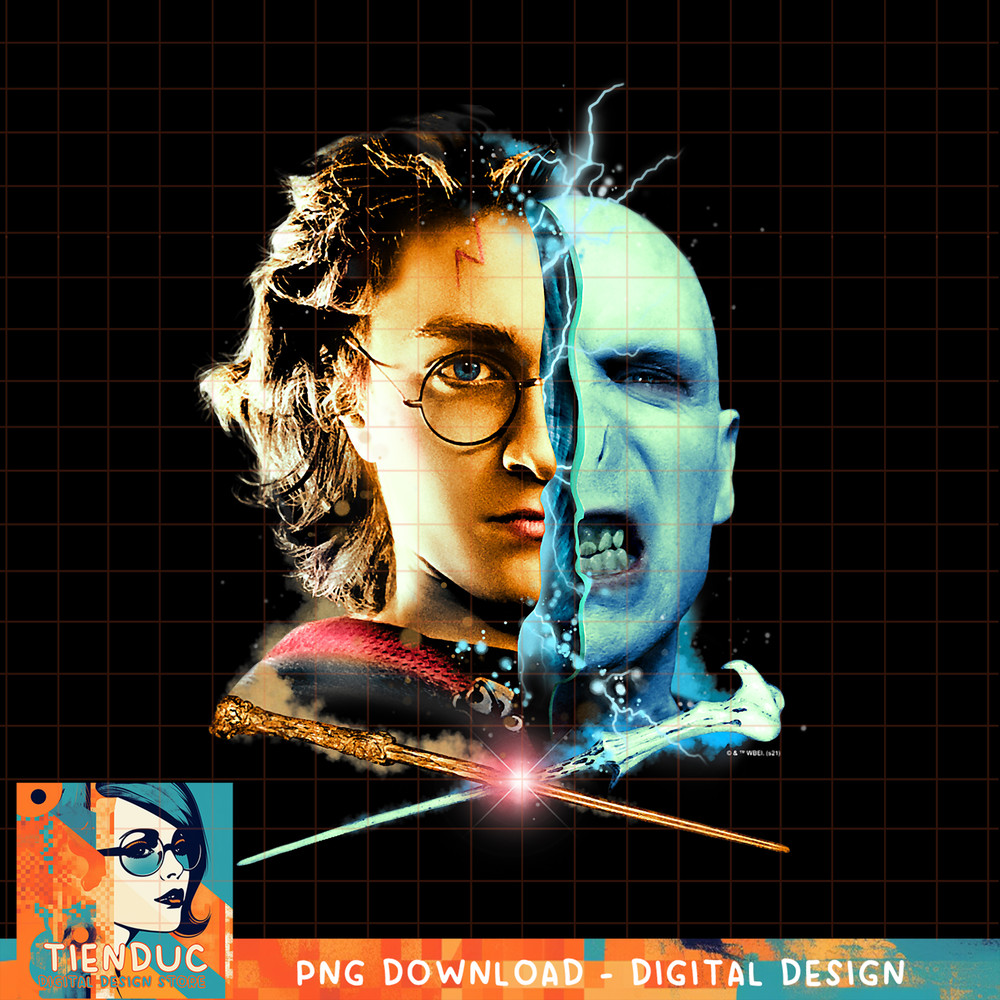 Harry Potter vs Voldemort Magic Battle Split Face Logo PNG Download.jpg