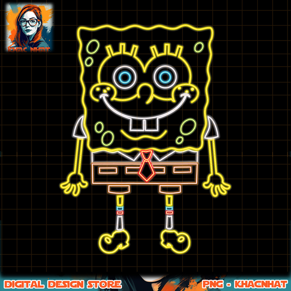 Neon SpongeBob SquarePants png, digital download, instant .jpg