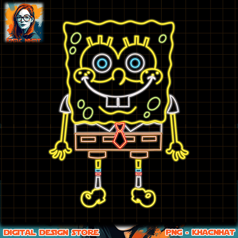 Neon SpongeBob SquarePants png, digital download, instant .jpg