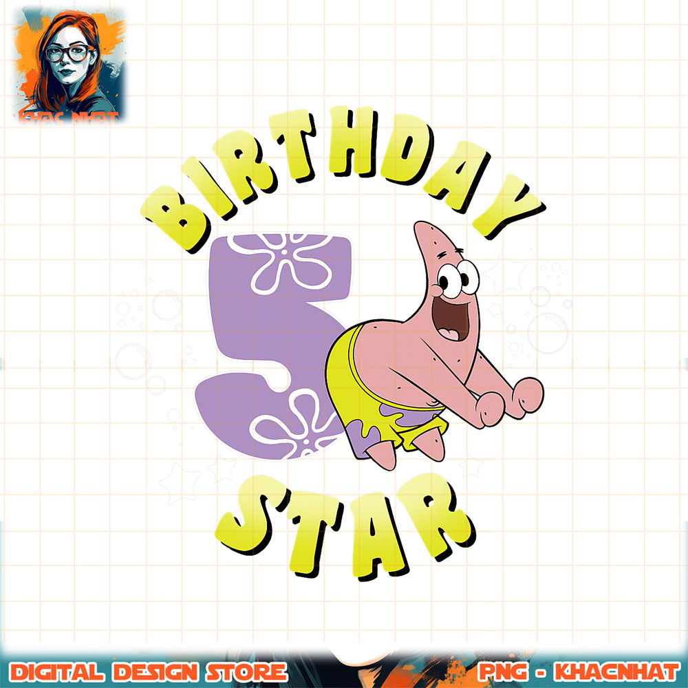 Nickelodeon SpongeBob SquarePants Patrick Birthday Star 5 png, digital download, instant .jpg
