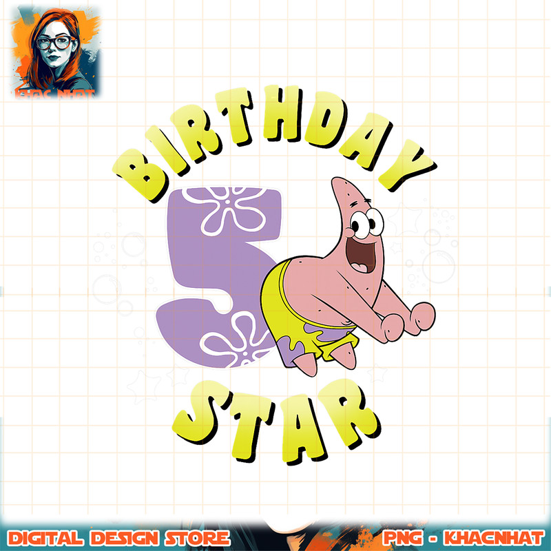 Nickelodeon SpongeBob SquarePants Patrick Birthday Star 5 png, digital download, instant .jpg