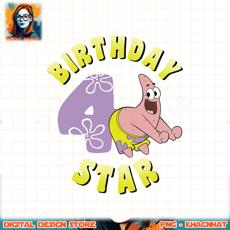 Nickelodeon SpongeBob SquarePants Patrick Star 4th Birthday png, digital download, instant .jpg