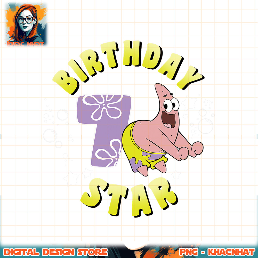 Nickelodeon SpongeBob SquarePants Patrick Star 7th Birthday png, digital download, instant .jpg