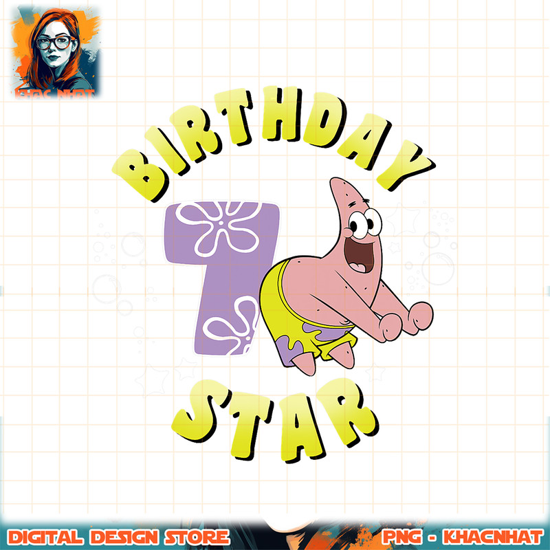 Nickelodeon SpongeBob SquarePants Patrick Star 7th Birthday png, digital download, instant .jpg