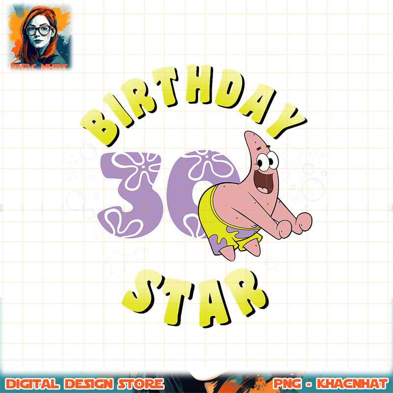 Nickelodeon SpongeBob SquarePants Patrick Star 30th Birthday png, digital download, instant .jpg