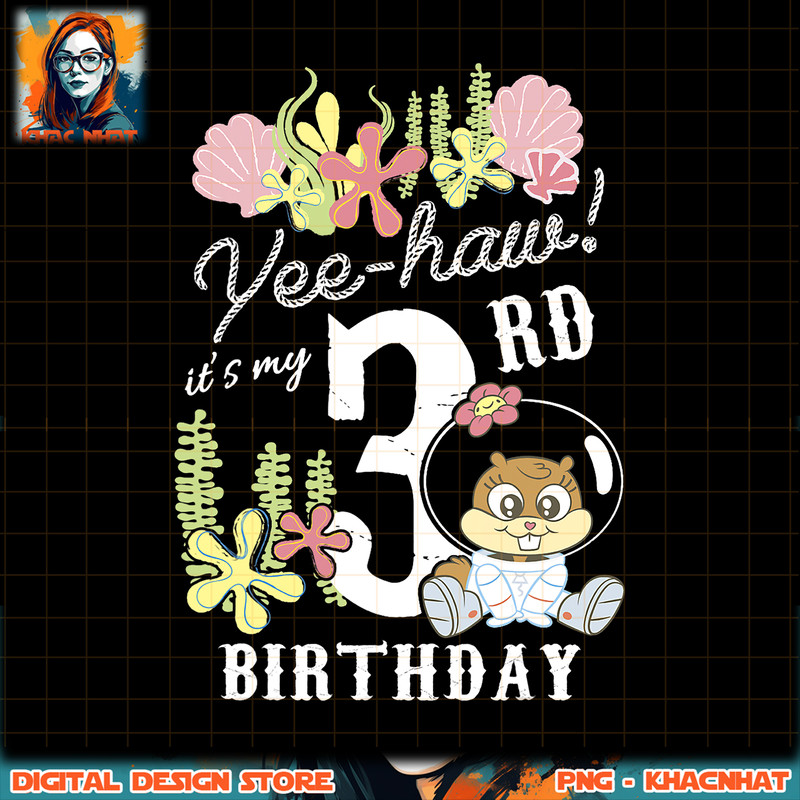 Nickelodeon SpongeBob SquarePants Sandy Yee Haw 3rd Birthday png, digital download, instant .jpg