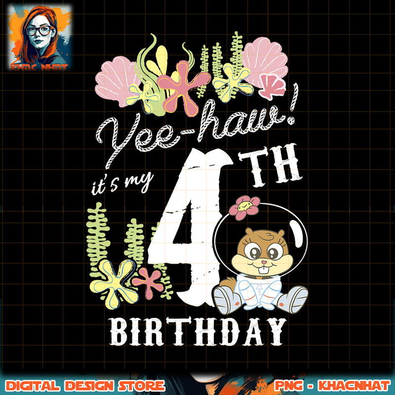 Nickelodeon SpongeBob SquarePants Sandy Yee Haw 4th Birthday png, digital download, instant .jpg