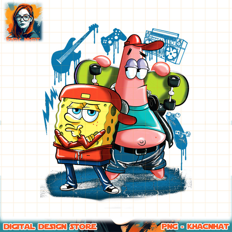 Punk Rock Spongebob With Patrick Star png, digital download, instant .jpg