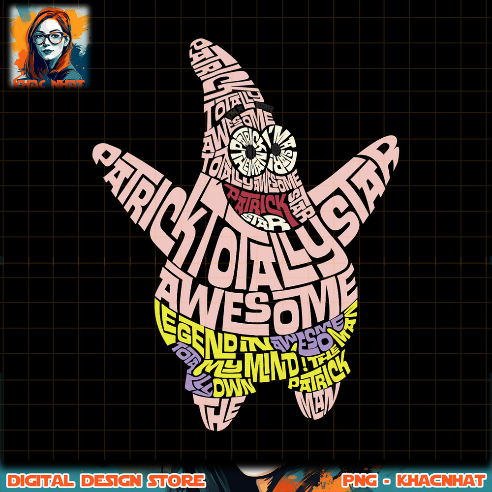 SpongBob SquarePants Patrick Star Totally Awesome Text Body png, digital download, instant .jpg