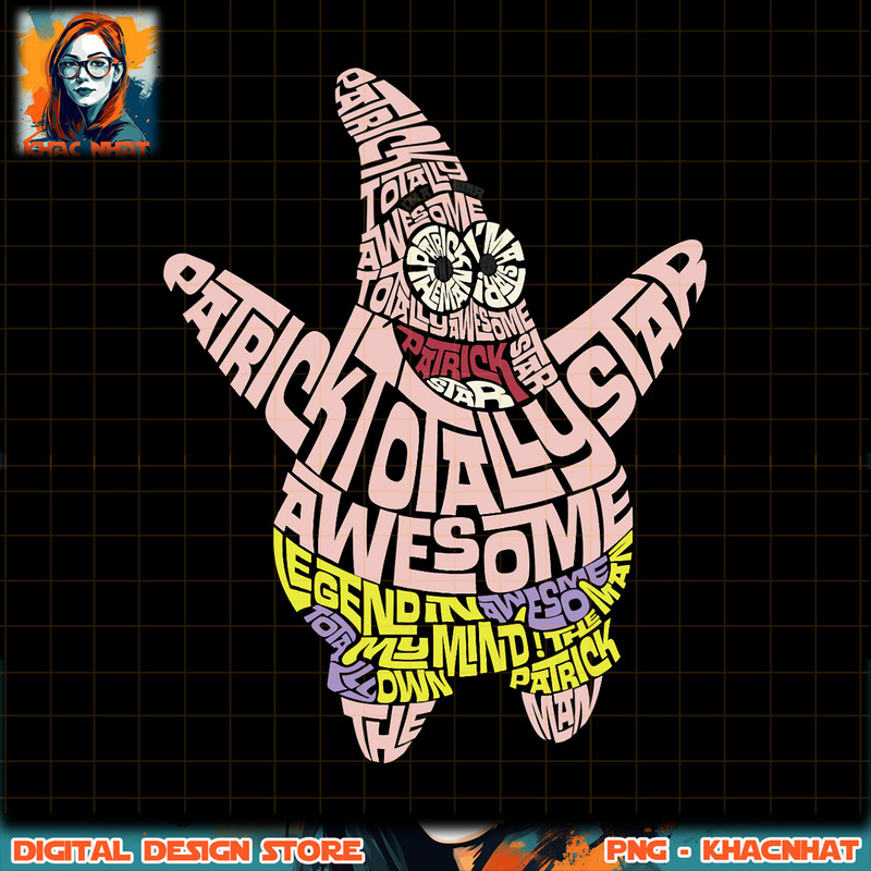 SpongBob SquarePants Patrick Star Totally Awesome Text Body png, digital download, instant .jpg