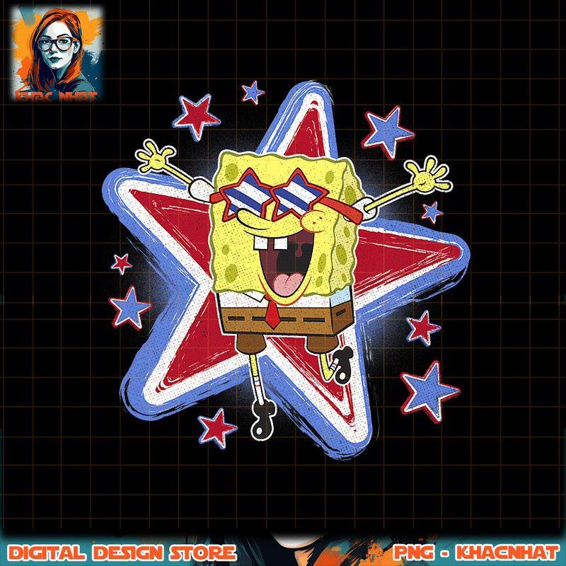 SpongeBob SquarePants 4th Of July SpongeBob Stars png, digital download, instant .jpg