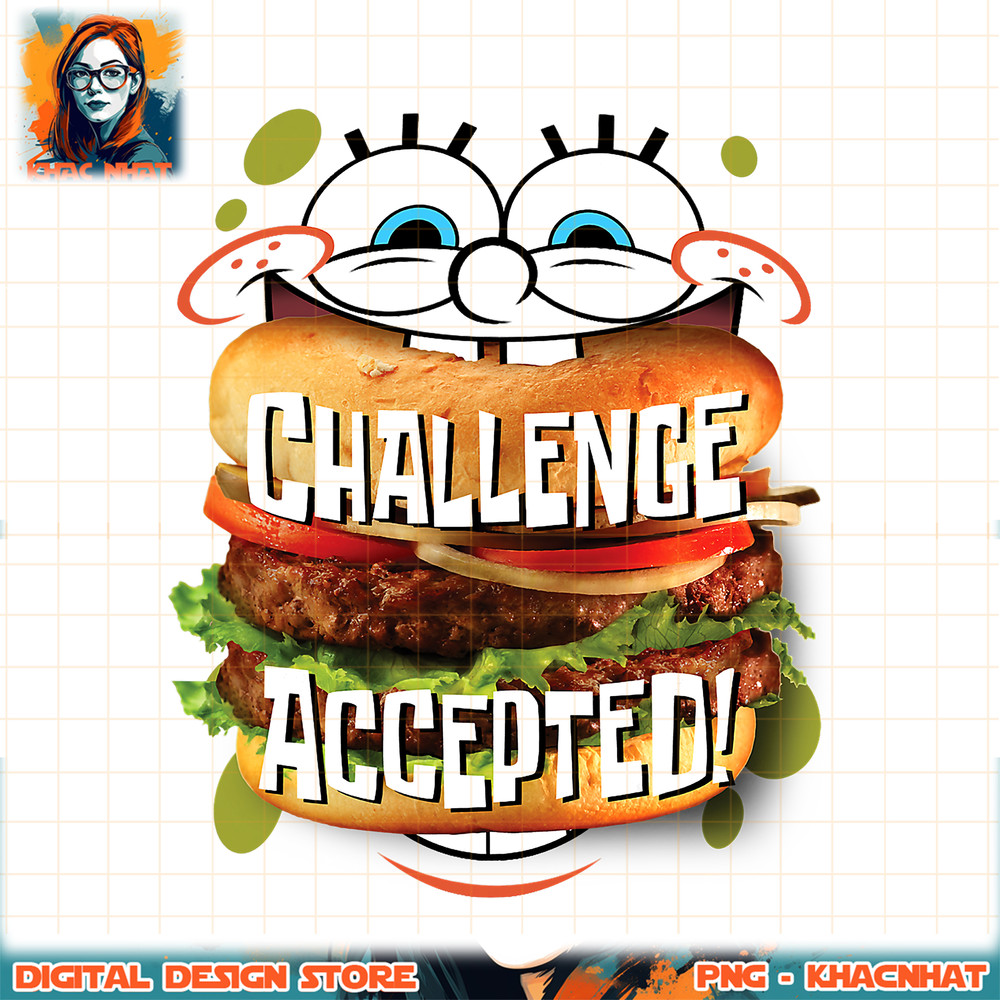Spongebob SquarePants Burger Challenge Accepted png, digital download, instant .jpg