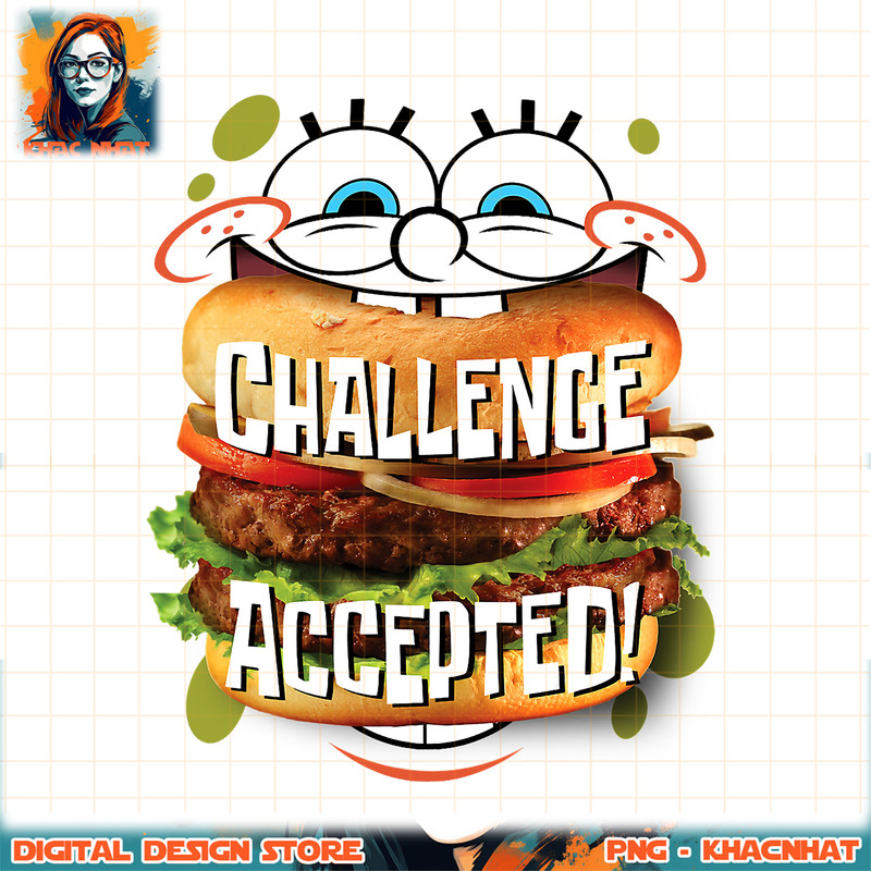 Spongebob SquarePants Burger Challenge Accepted png, digital download, instant .jpg