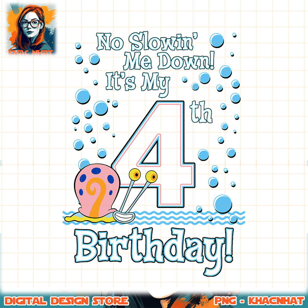 SpongeBob SquarePants Gary It_s My 4th Birthday png, digital download, instant .jpg