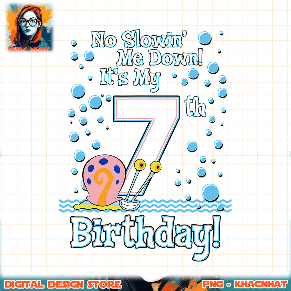 SpongeBob SquarePants Gary It_s My 7th Birthday png, digital download, instant .jpg