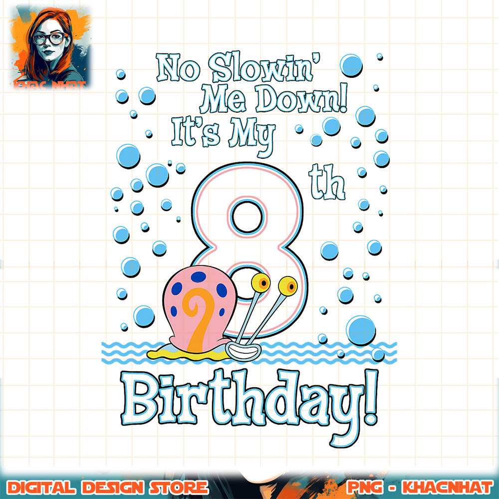 SpongeBob SquarePants Gary It_s My 8th Birthday png, digital download, instant .jpg