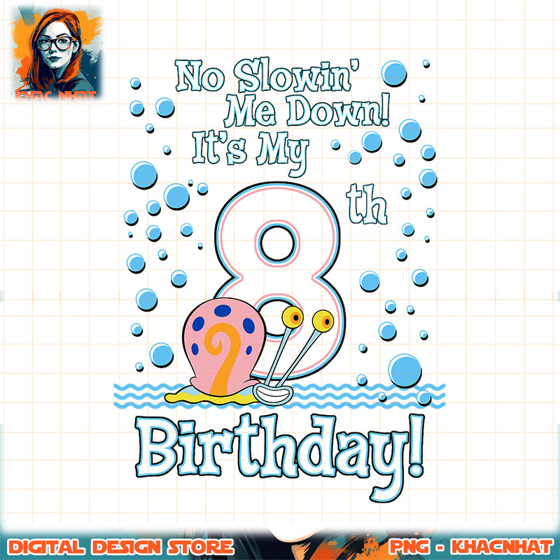 SpongeBob SquarePants Gary It_s My 8th Birthday png, digital download, instant .jpg