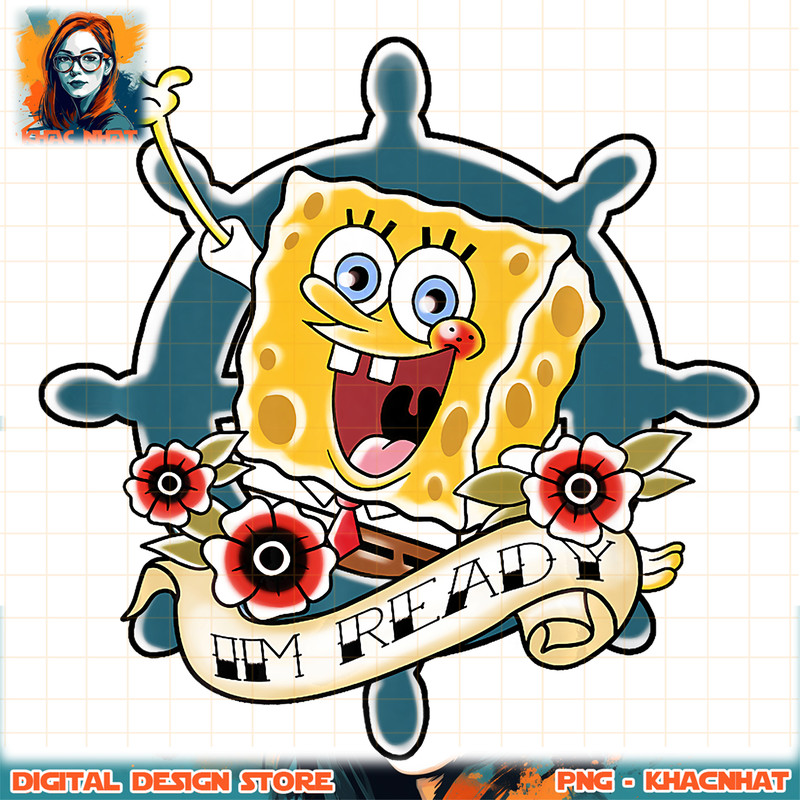 SpongeBob SquarePants I_m Ready Tattoo Style Premium png, digital download, instant .jpg