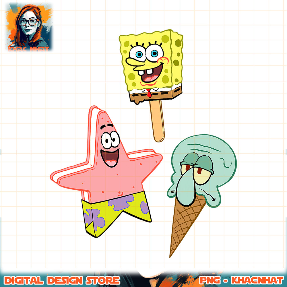 SpongeBob SquarePants Ice Cream Characters png, digital download, instant .jpg
