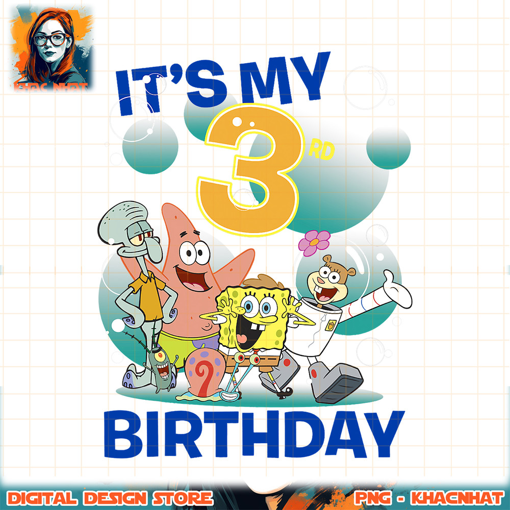 SpongeBob SquarePants It_s My 3rd Birthday Group Shot png, digital download, instant .jpg