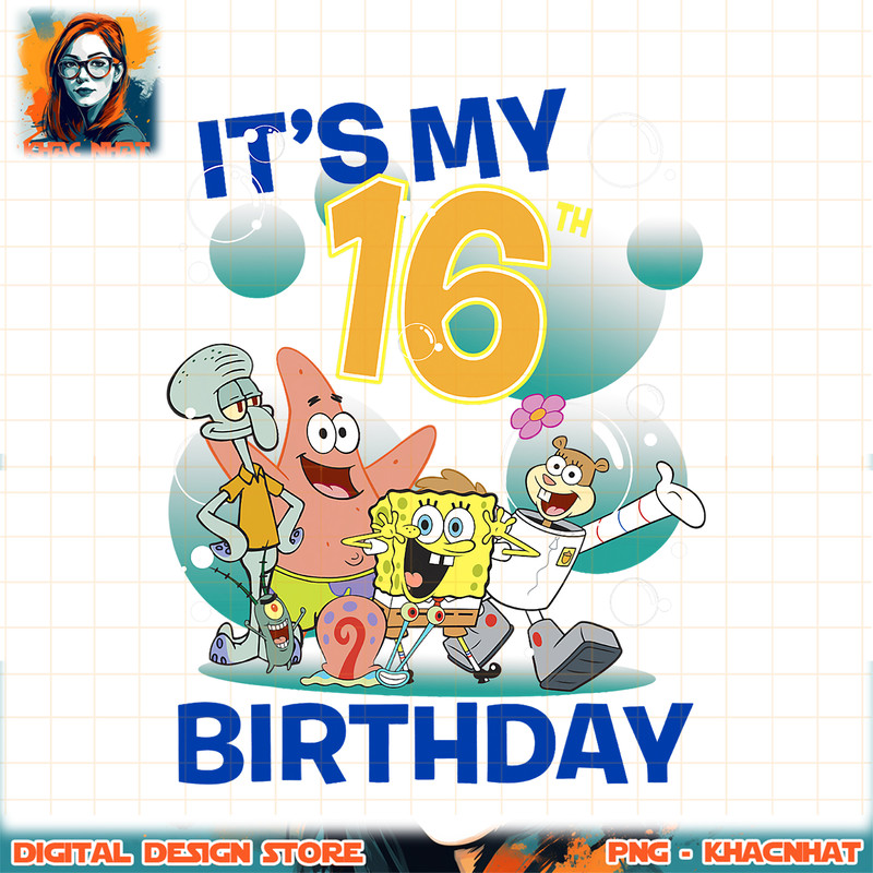 SpongeBob SquarePants It_s My 16th Birthday Group Shot png, digital download, instant .jpg
