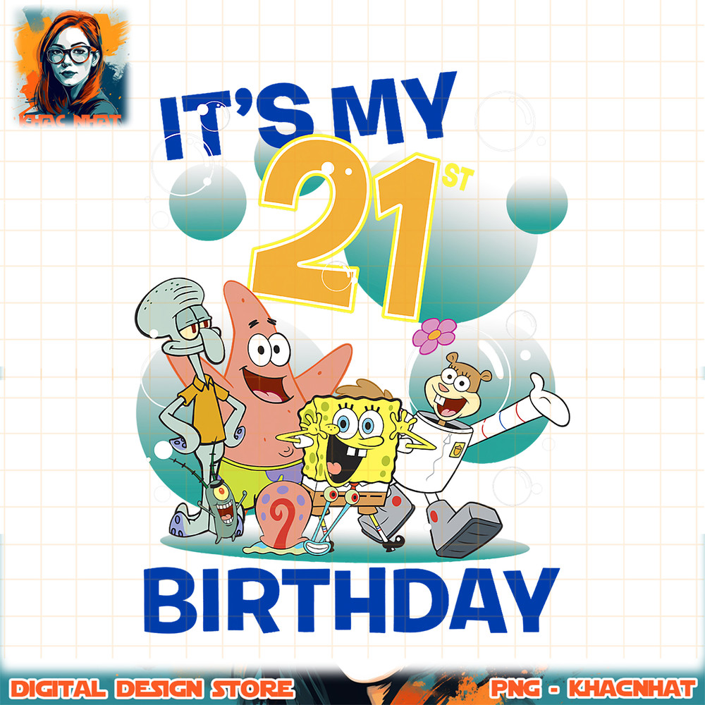 SpongeBob SquarePants It_s My 21st Birthday Group Shot png, digital download, instant .jpg