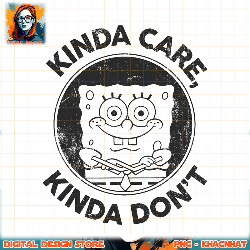 SpongeBob SquarePants Kinda Care Kinda Dont png, digital download, instant .jpg