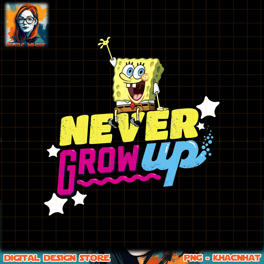 SpongeBob SquarePants Never Grow Up Text png, digital download, instant .jpg