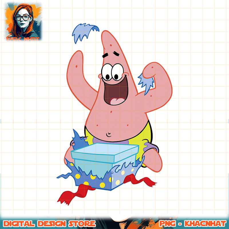 Spongebob Squarepants Patrick Star Opening Presents Holiday png, digital download, instant .jpg