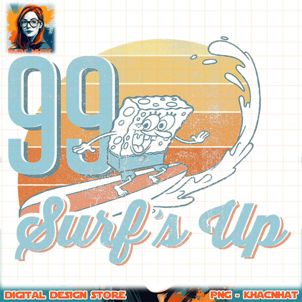 SpongeBob SquarePants Retro Surfs Up png, digital download, instant .jpg