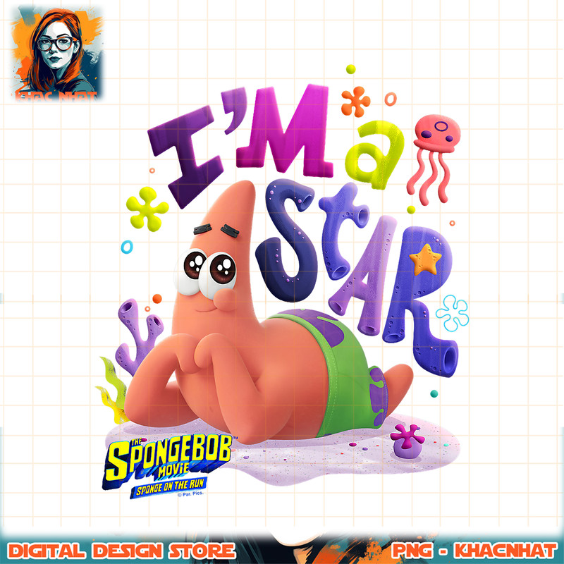 SpongeBob SquarePants Sponge On The Run Patrick I_m A Star png, digital download, instant .jpg