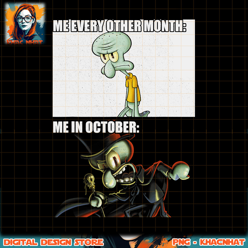 SpongeBob SquarePants Squidward October Meme png, digital download, instant .jpg