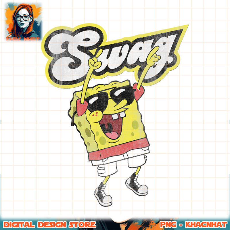 SpongeBob SquarePants Swag Distressed png, digital download, instant .jpg