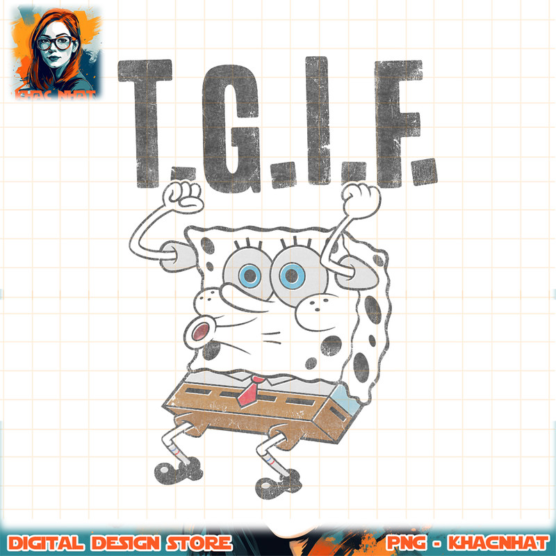 Spongebob SquarePants T.G.I.F. Humorous png, digital download, instant .jpg