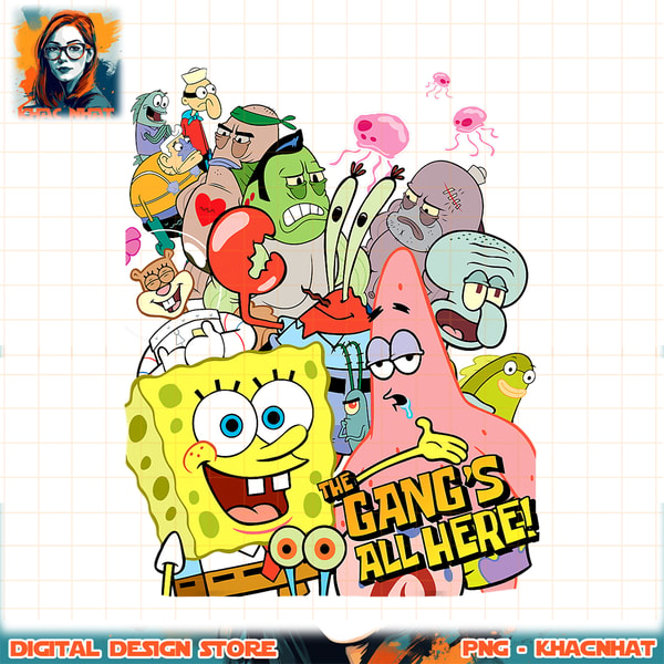 SpongeBob SquarePants The Gangs All Here! png, digital downl | Inspire