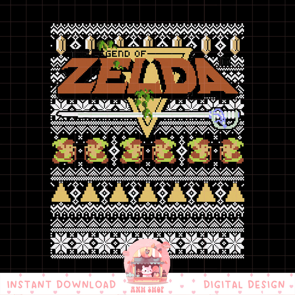 Nintendo Zelda 8-Bit Ugly Holiday Sweater Graphic png, digital download, instant png, digital download, instant .jpg